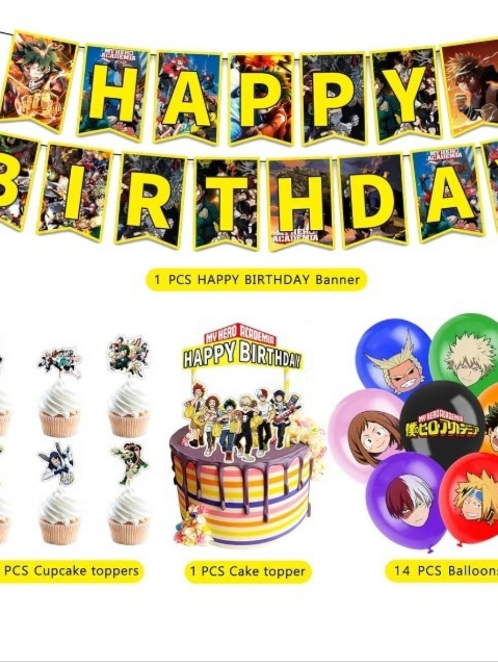 My Hero Academia Birthday Party Kit - Yellow Decorations